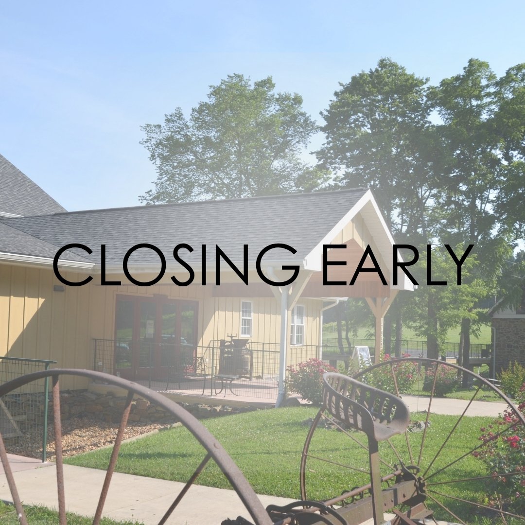 Yellow Barn Tasting Room will be CLOSING EARLY