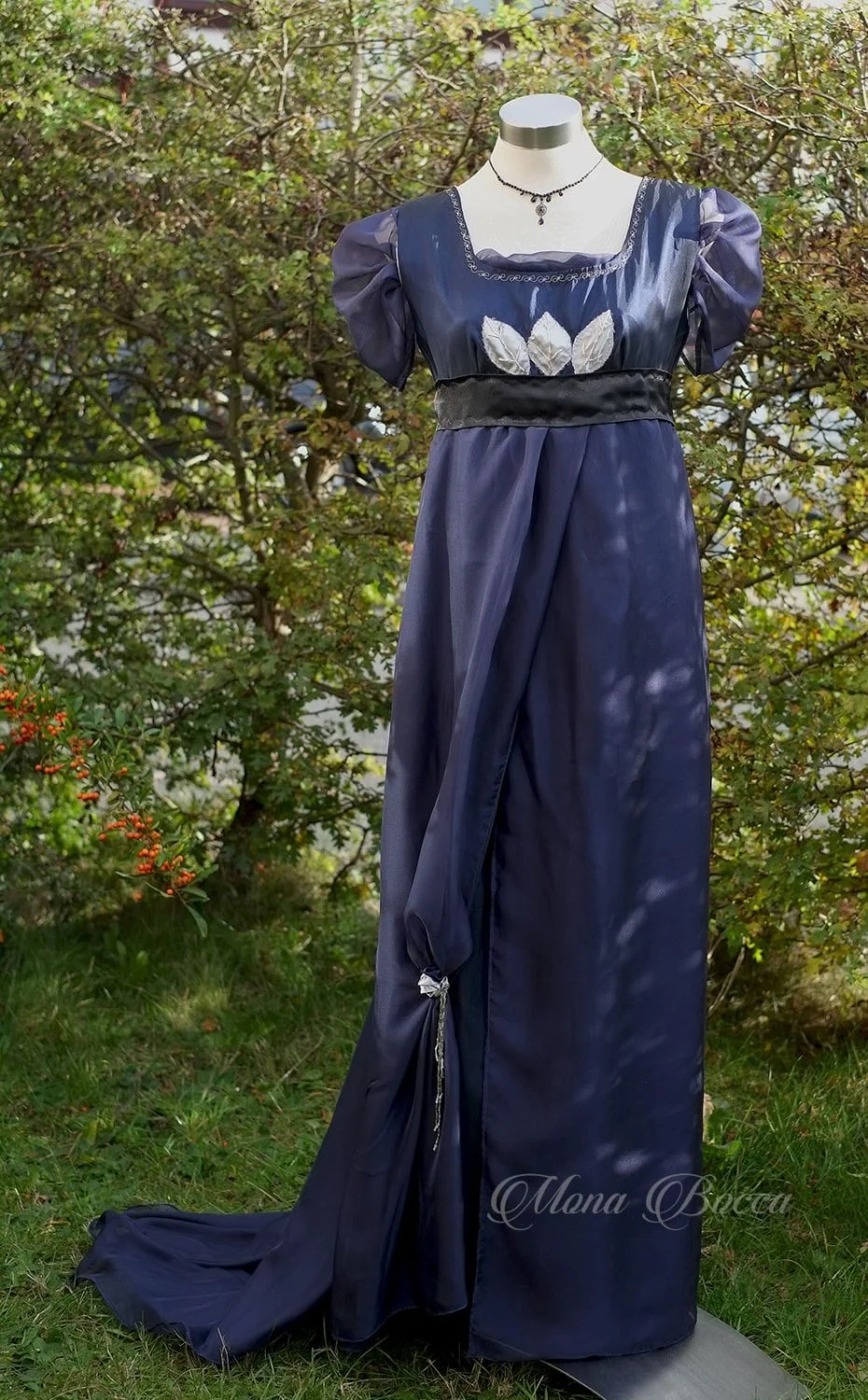 sachin and babi light blue dress Edwardian dress with train Navy plus size Regency dress Empire gown  Bridgerton Jane Austen ball dress in midnight blue handmade in England —  Mona Bocca