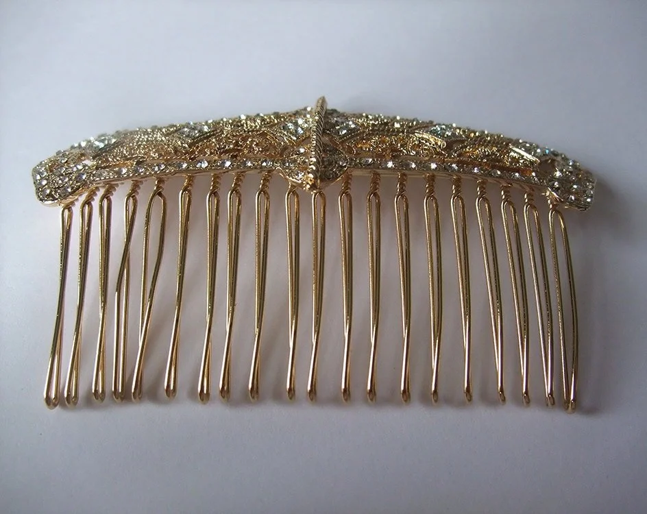 Antique Art Deco Rhinestone Hair Comb Vintage Wedding OOAK Vintage 1920s Rhinestone Bridal Hair Comb 1/PAIR, Art  main image 4