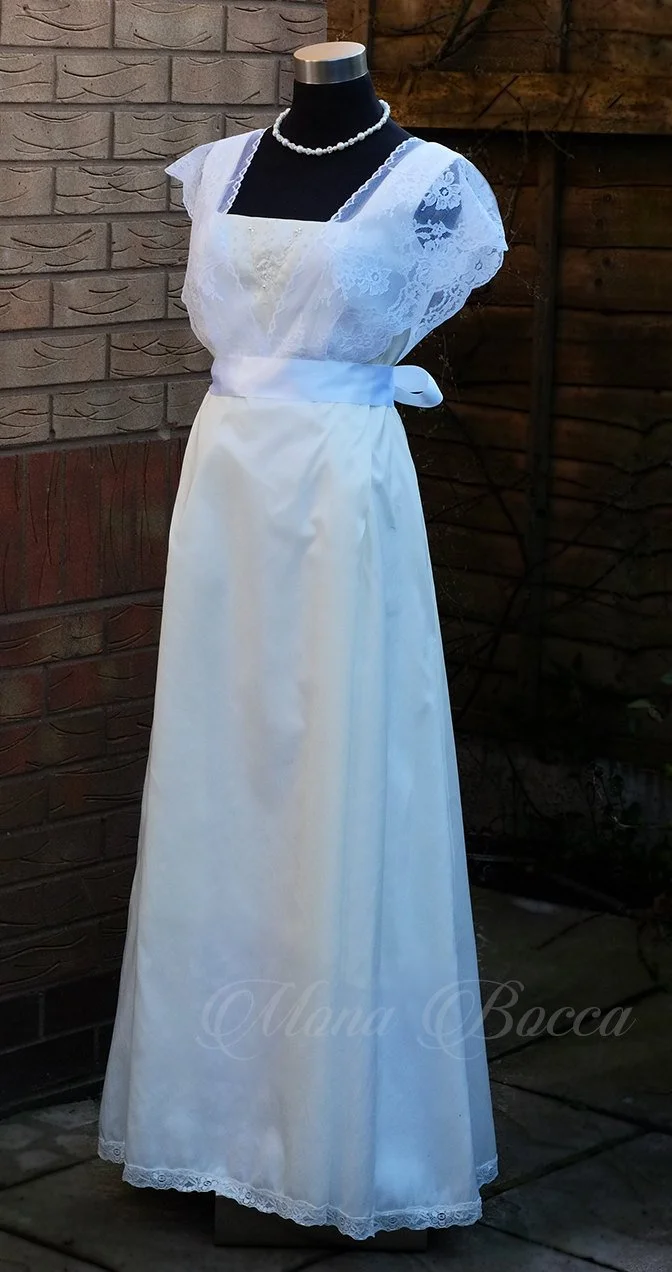 Ivory White Edwardian Styled Wedding Dress, Downton Abbey Party, Ivory Debutante Gown, Titanic, Vintage Styled Made to Order in england  Mona Bocca