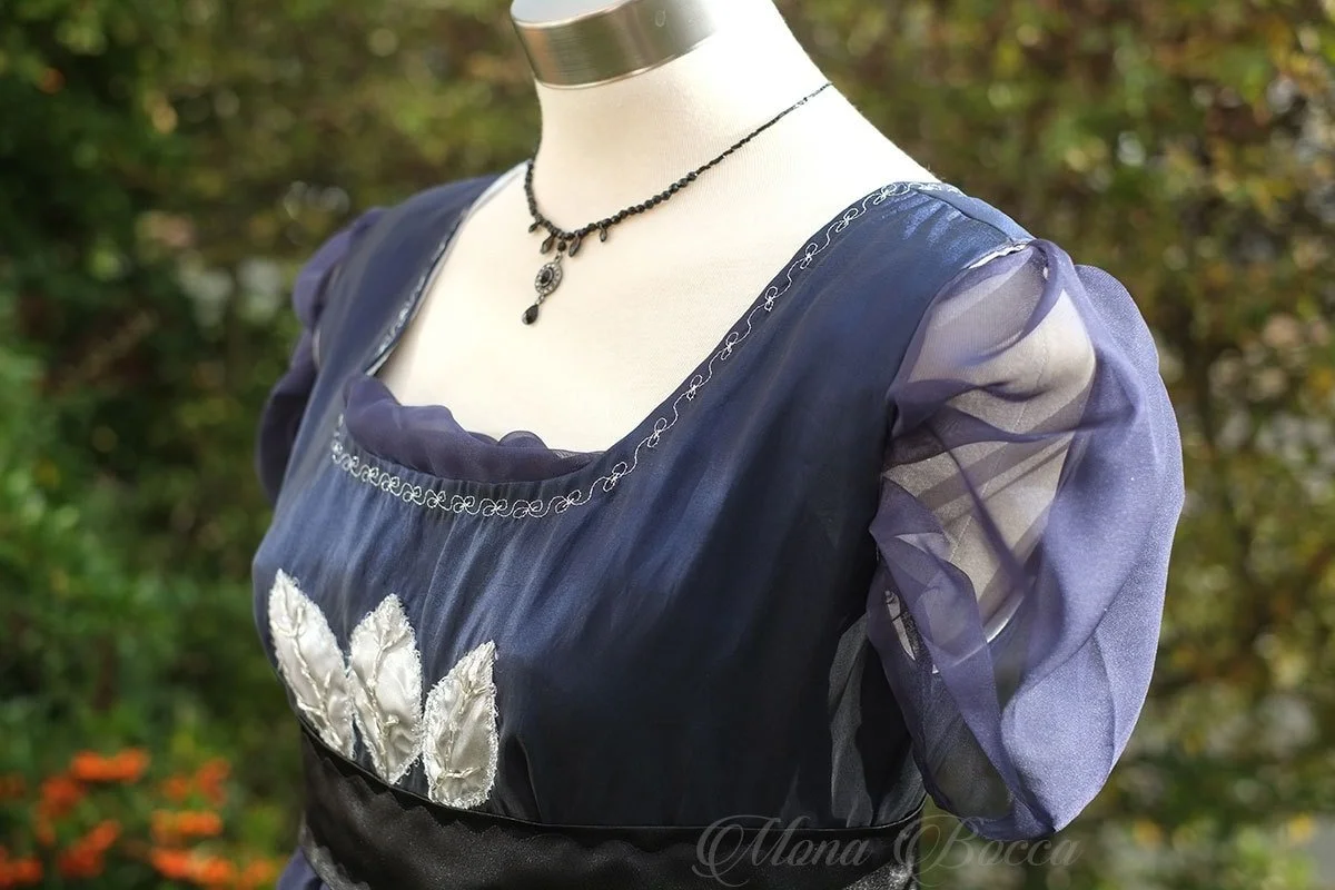 regency era blue dress Light Blue Short Sleeve
