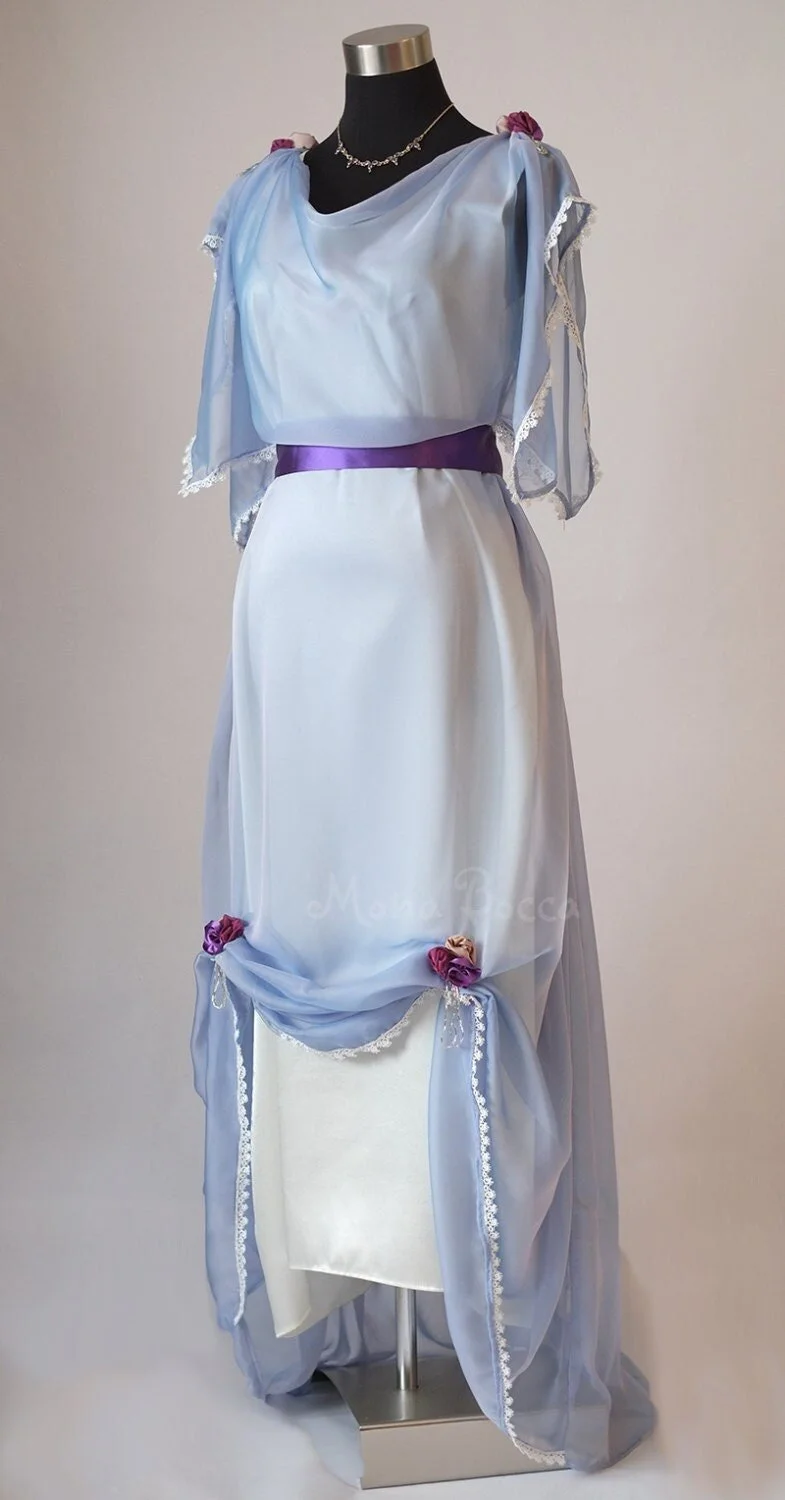 Edwardian light blue evening dress Gilded Age Downton Abbey inspired  Titanic styled dress Made in England  Mona Bocca