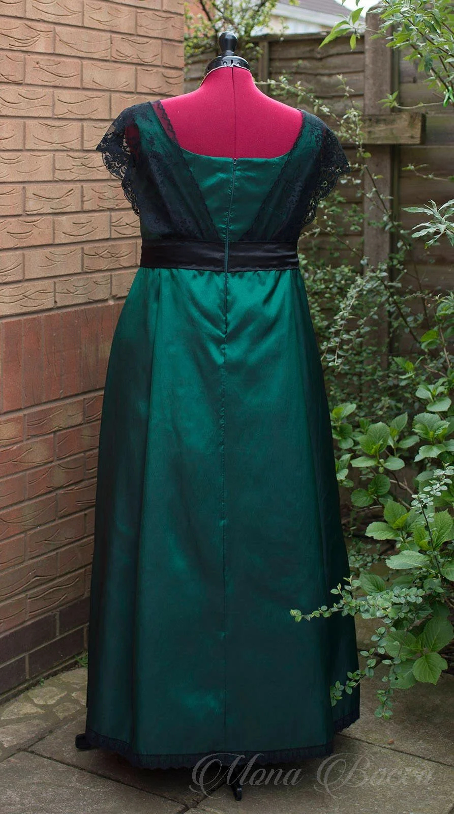 slim fit dress slacks 1907 Color Print Fashion Costume Clothing Dress Green Model Pose Edwardian  YDL4 main image 1