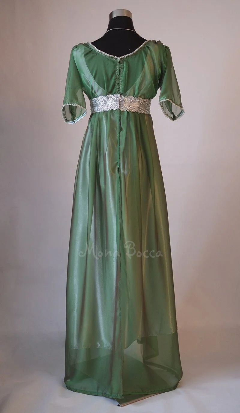 Edwardian emerald evening dress handmade in England Downton Abbey Titanic 1912  dress styled  Mona Bocca
