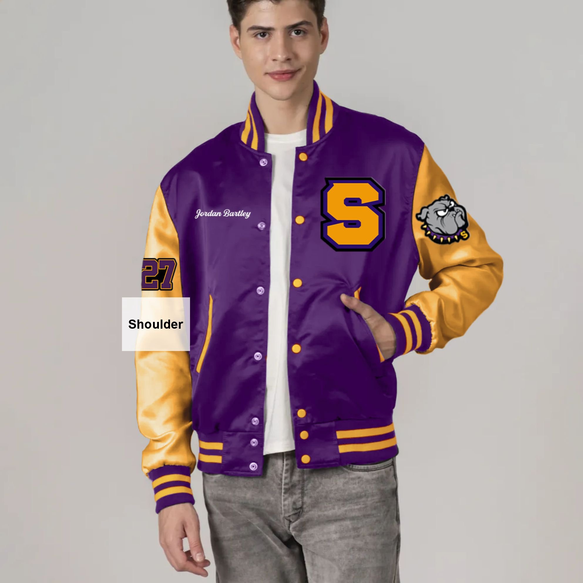 Vintage Satin Letterman Jacket + 1 Custom Patch