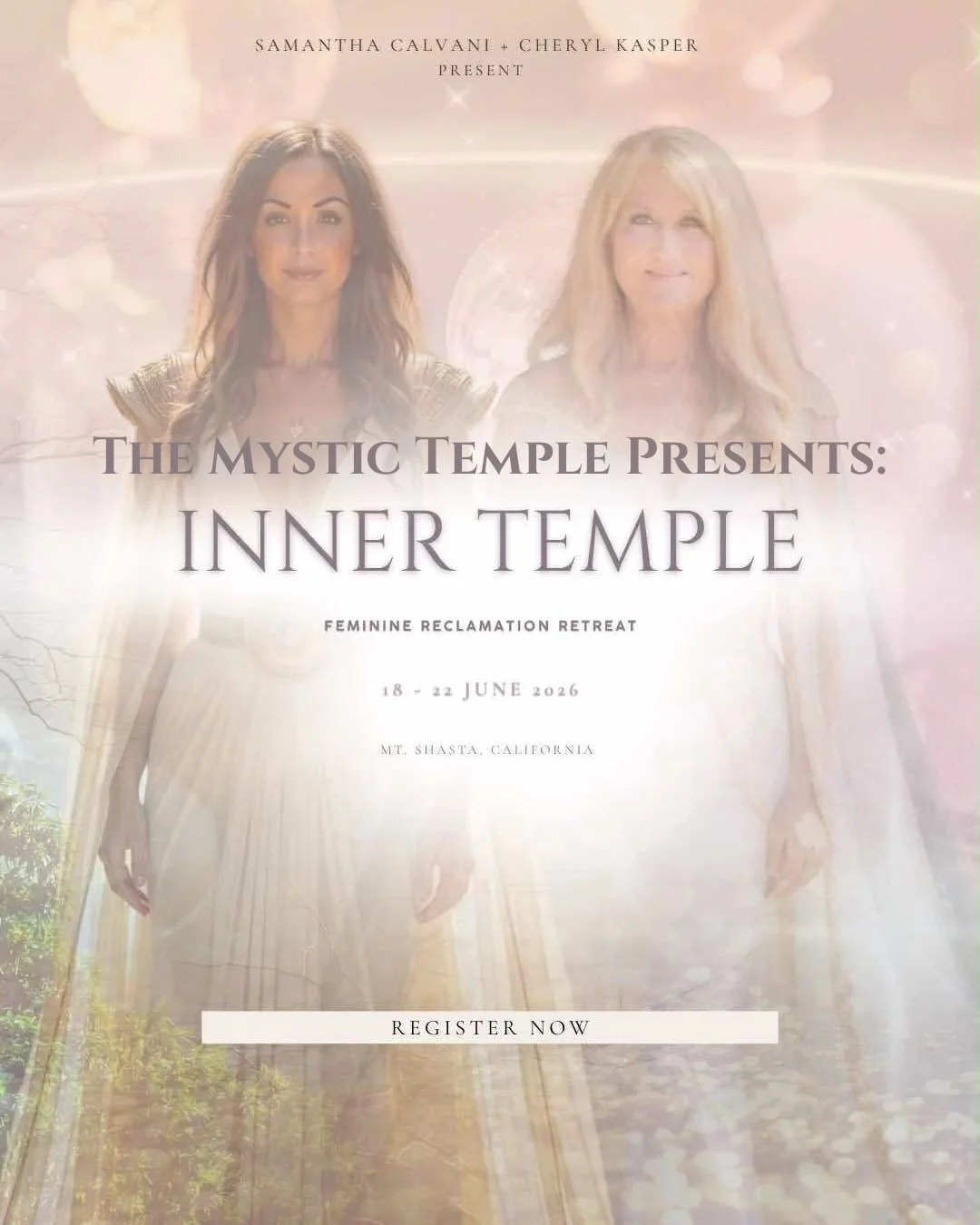 the mountain is calling 🌿✨

inner temple | feminine reclamation retreat
mt. shasta &middot; june 18&ndash;22, 2026

a 5-day immersion into sacred ceremony, womb wisdom + galactic priestess activation at the root chakra of mother earth.
with @samanth