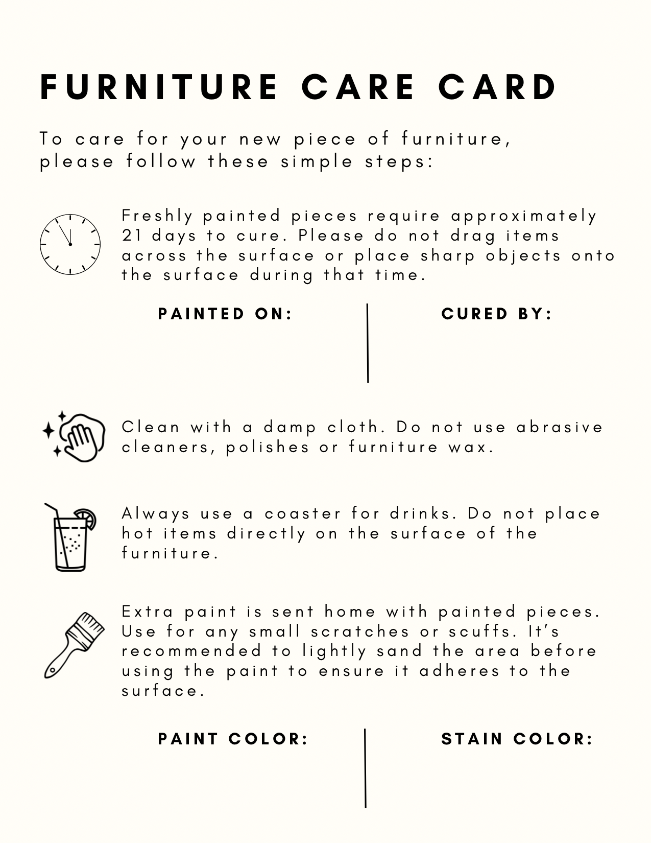 Furniture Care Instructions for your Clients