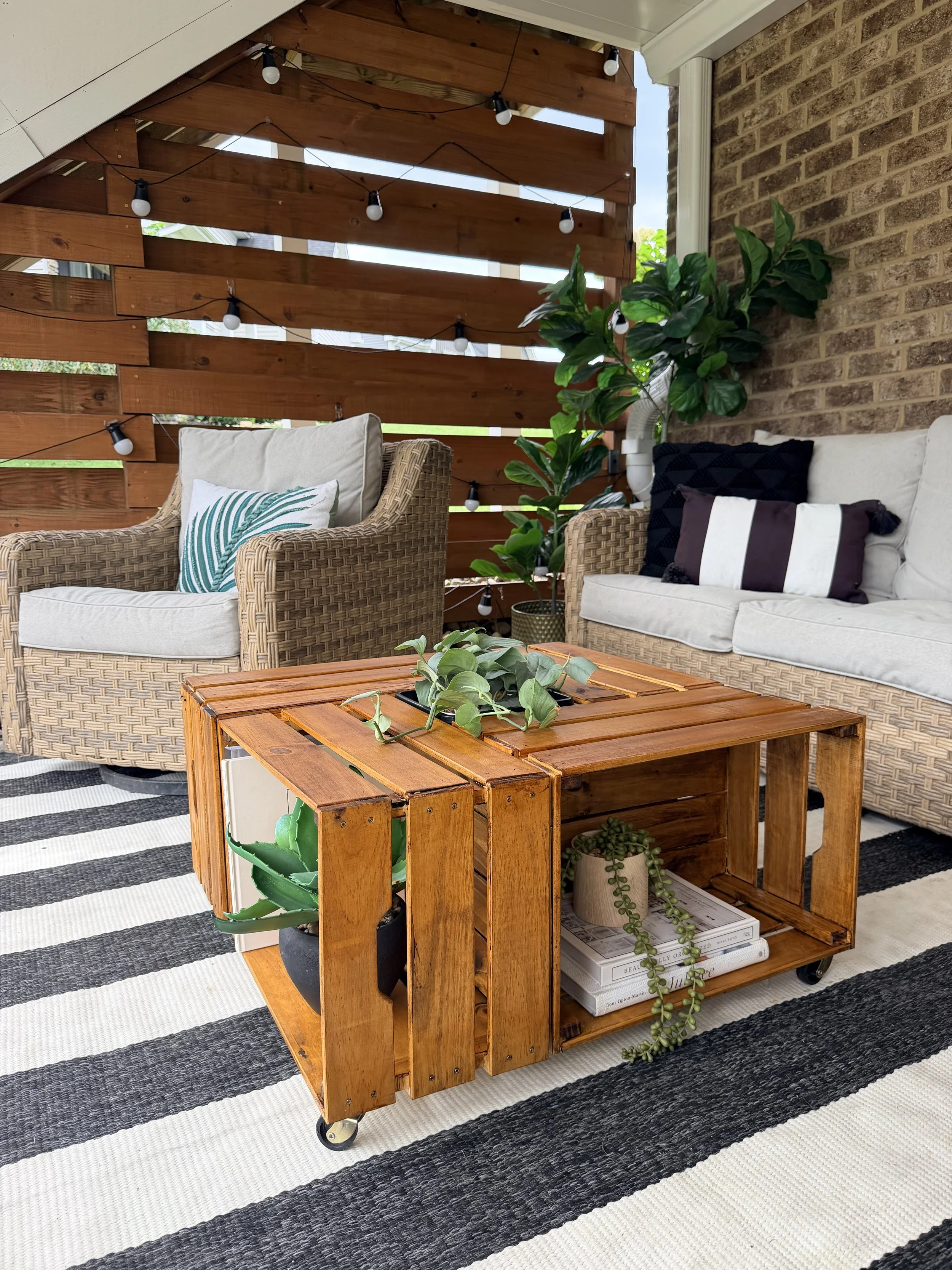 DIY IKEA Crate Coffee Table with Interchangeable Center Planter