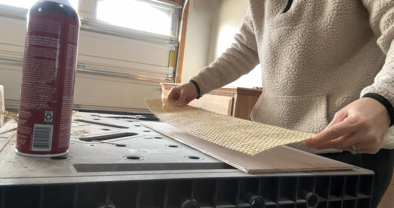 Cane Webbing on Insert for Dresser Door