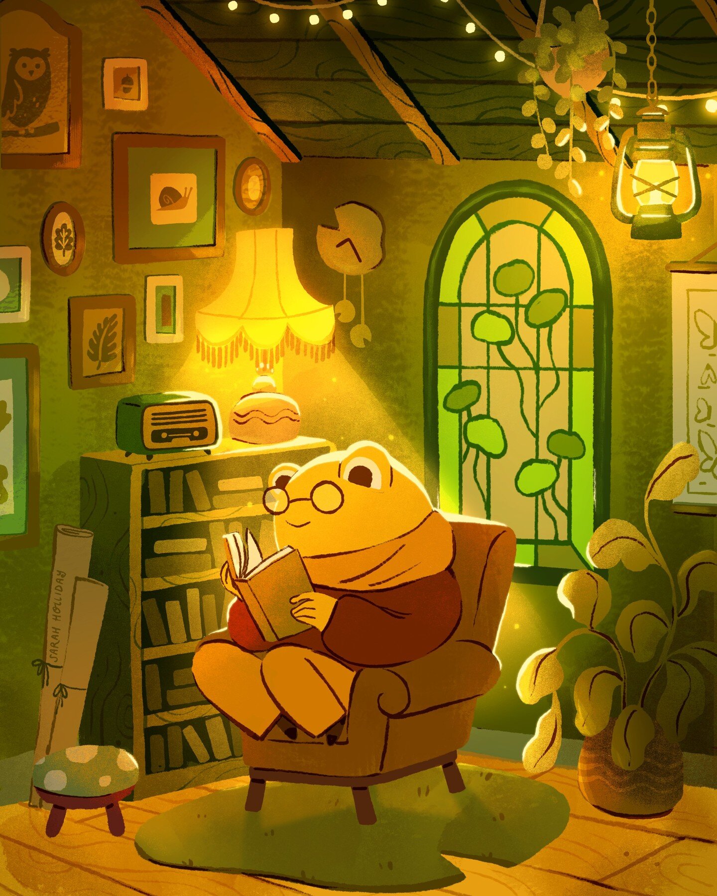 Cosy 🧡💛💚

A favourite from the year 🐸

#illustration #characterdesign #interiordesign #characterart #frog #naturalist #characterillustration #childrensbookillustration #illustrator #drawing #artistsoninstagram #procreate #procreateart