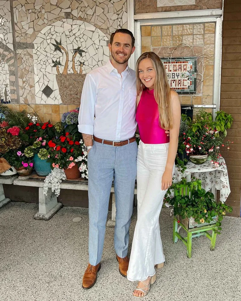 Couple outside Dwights Bistro for anniversary dinner in Jax Beach