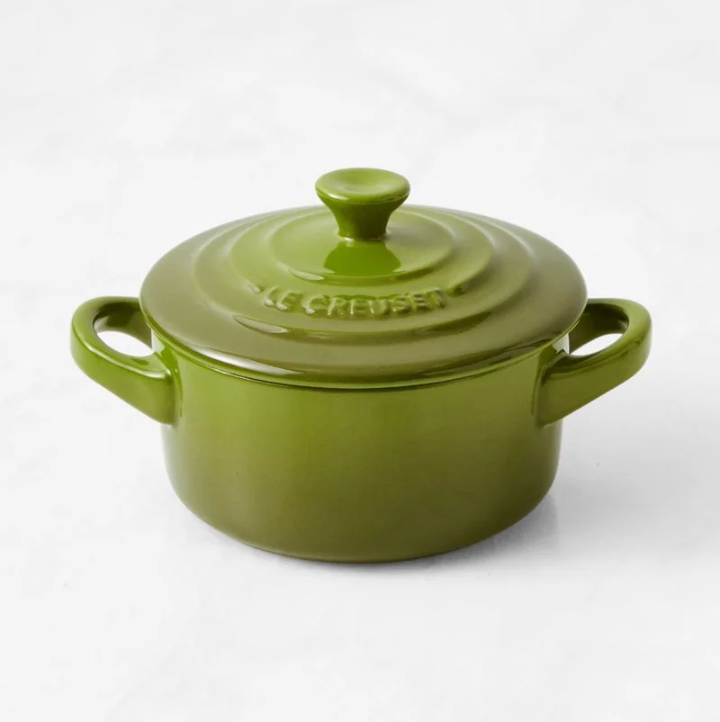 Le Creuset Stoneware Mini Round Cocotte in olive