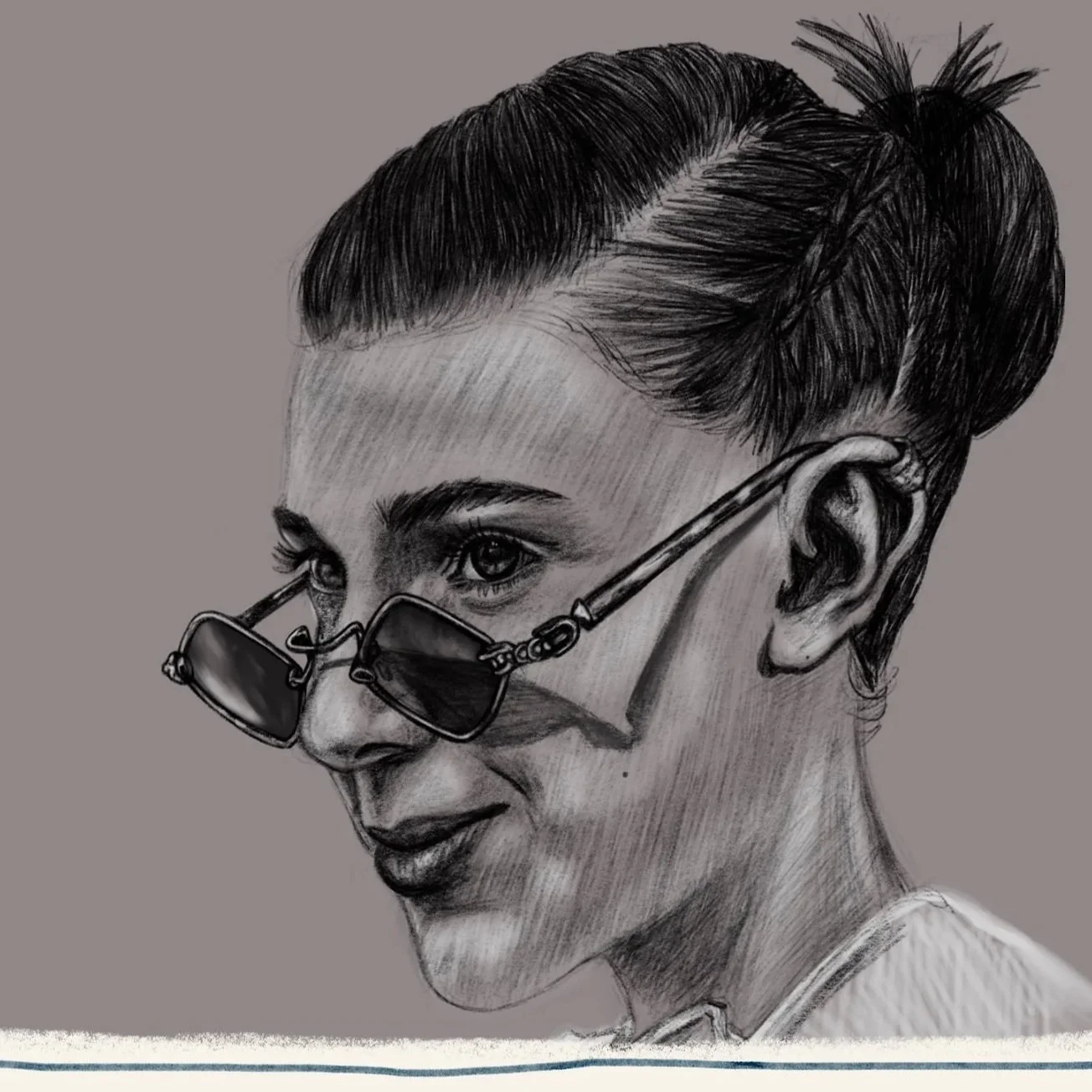 Art tutorial titled 'Private 1:1 Realistic People Beginner Figure Drawing,' featuring sketches of dynamic poses, a detailed eye, a grayscale value chart, a woman wearing glasses, and a hand gesture. Includes drawing tools and a 'Draw Along With Me' book.