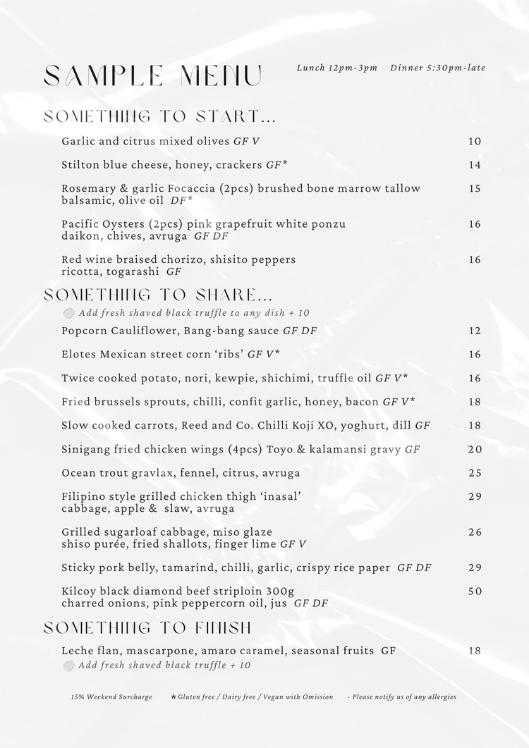 Menu Elysian Menu Elysian