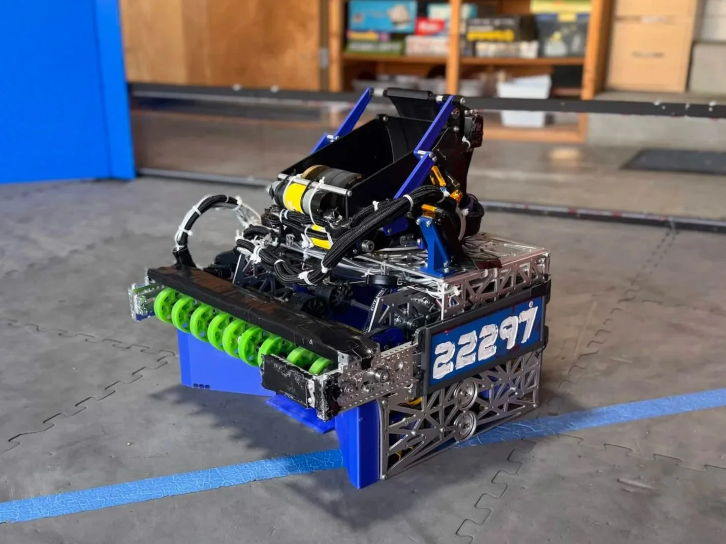 Blue and black Serendipity V2 competition robot