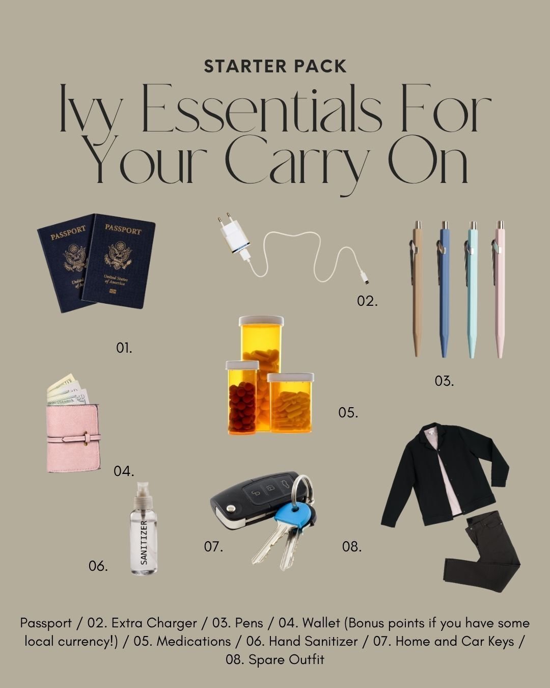 The Ivy carry-on starter pack 🌿

Carry anything you can&rsquo;t part with&mdash;because checked luggage sometimes has a funny way of taking its own route.

And yes&hellip; an extra outfit never hurts.

Here&rsquo;s what&rsquo;s always in our carry-o