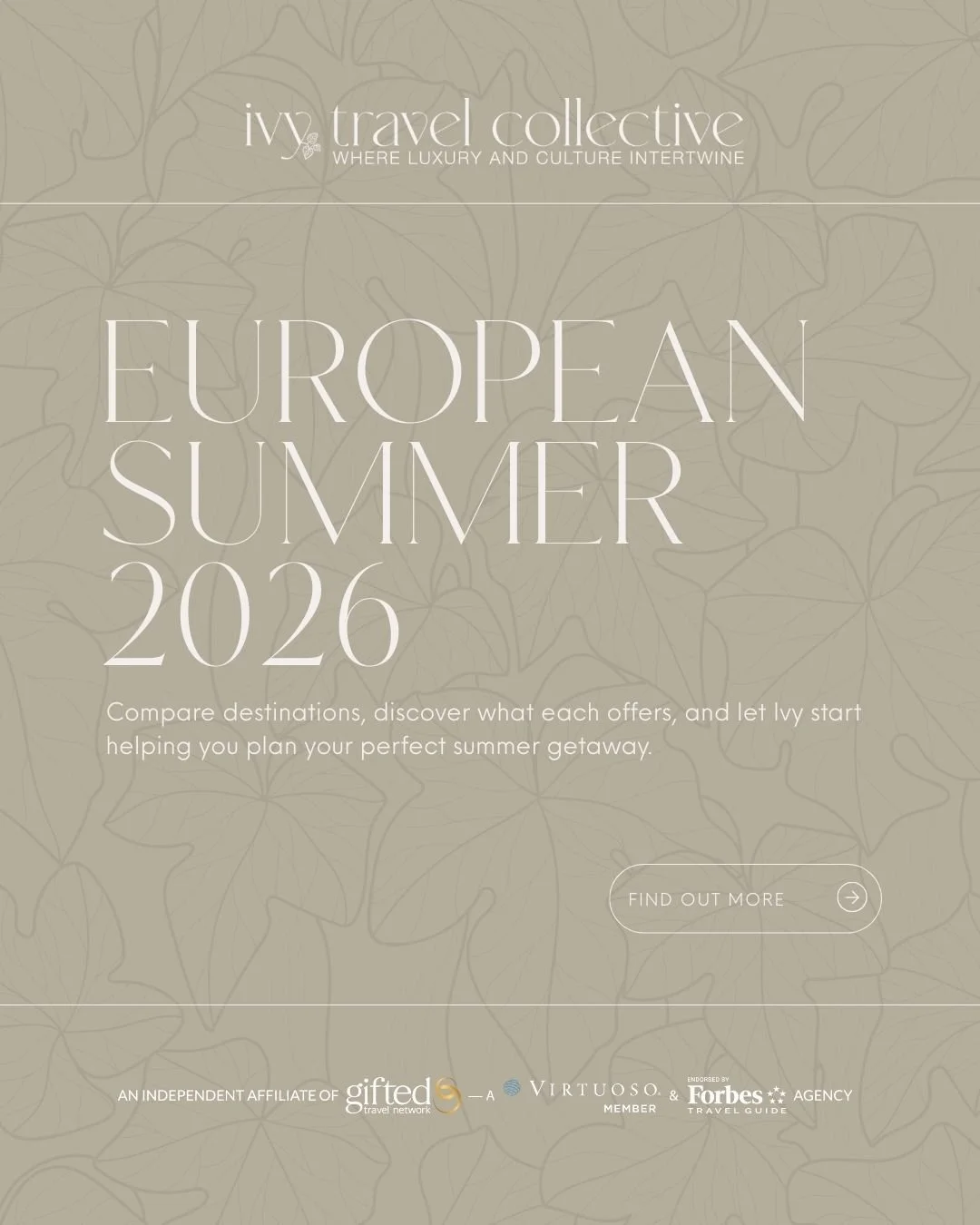 ✨ Your 2026 European Summer, Curated ✨

From sun-soaked coastlines to iconic city streets, Europe offers a summer experience for every mood🌿 🌍

Compare destinations, discover what each offers, and let Ivy plan your perfect getaway&mdash;every detai