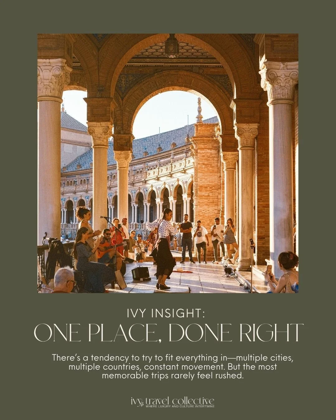 #IvyInsight Leaning into one destination allows you to experience it fully&mdash;the rhythm, the culture, the in-between moments that don&rsquo;t show up on an itinerary.

It&rsquo;s the difference between seeing a place and actually being there.

If