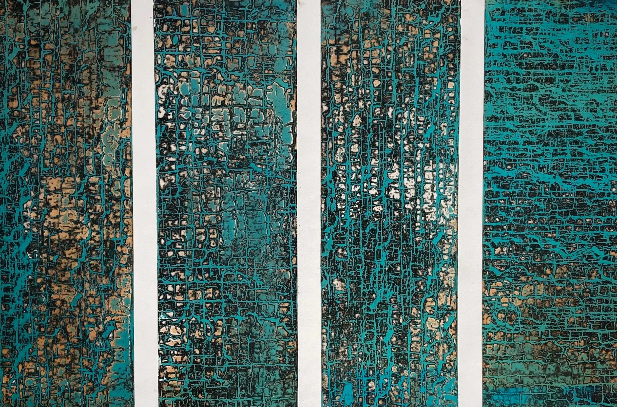 Copper Network, 2021, Screen-print transferred viscosity print, 18" x 24"