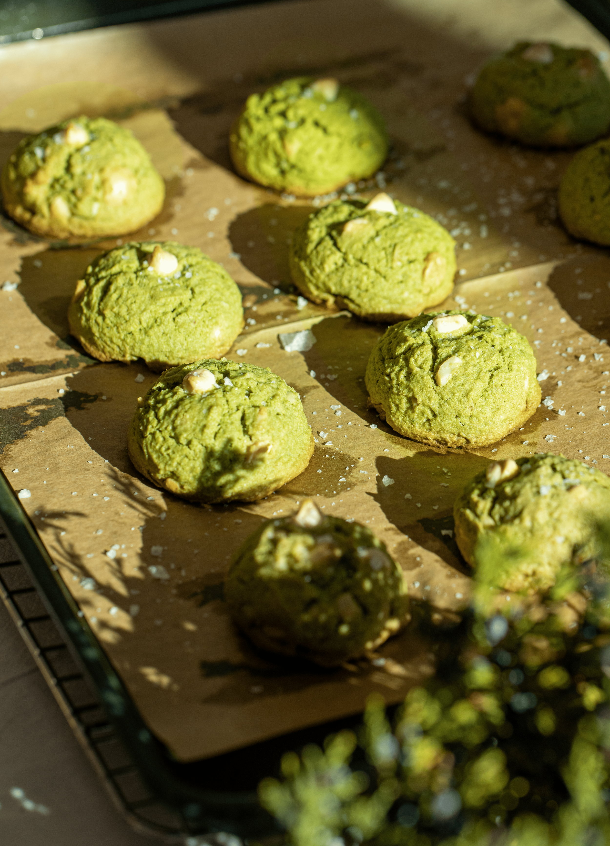 Gluten-Free Matcha Cookies with White Chocolate &amp; Macadamia Nuts