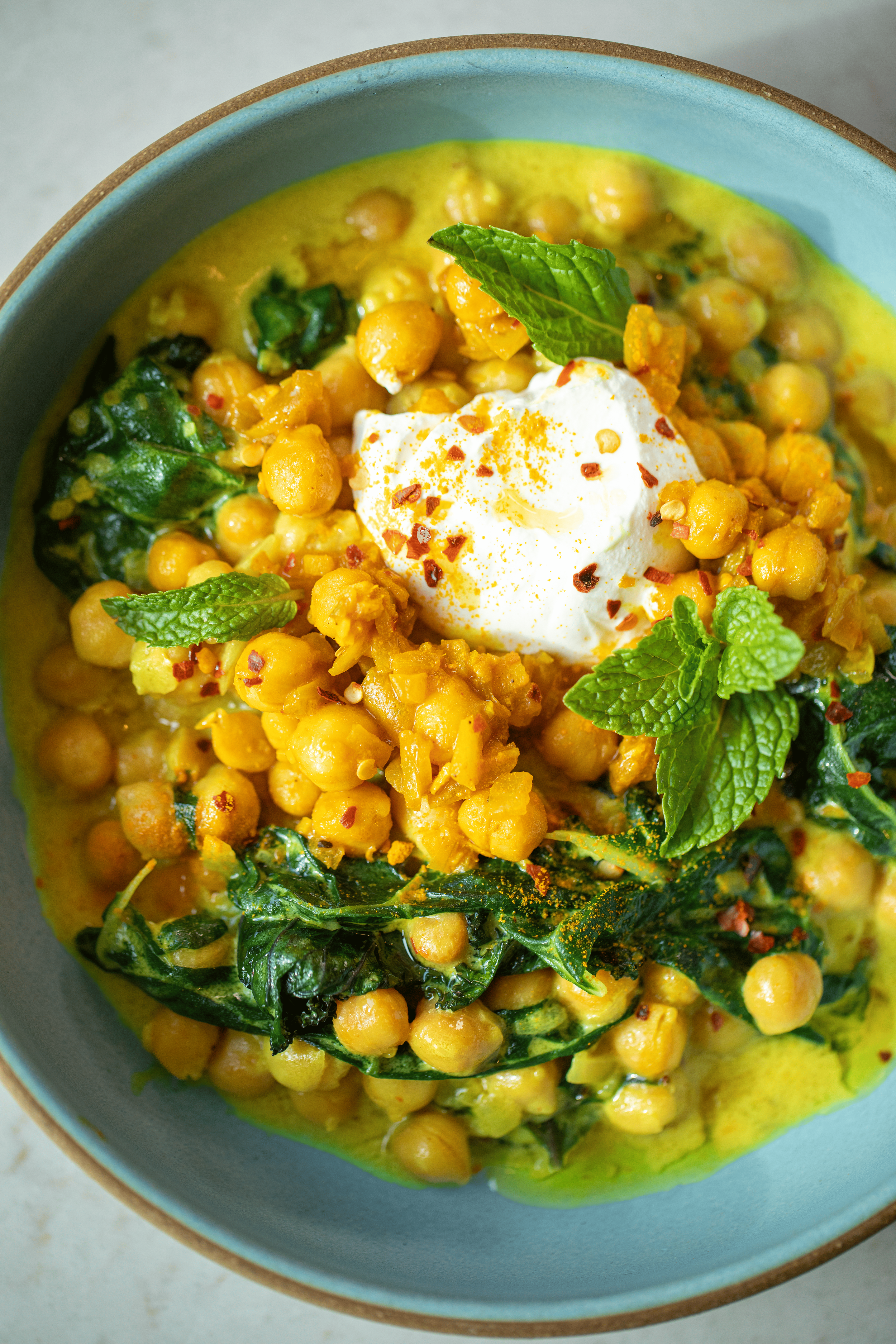Golden Turmeric Coconut Chickpea Stew with Kale &amp; Collard Greens</span>