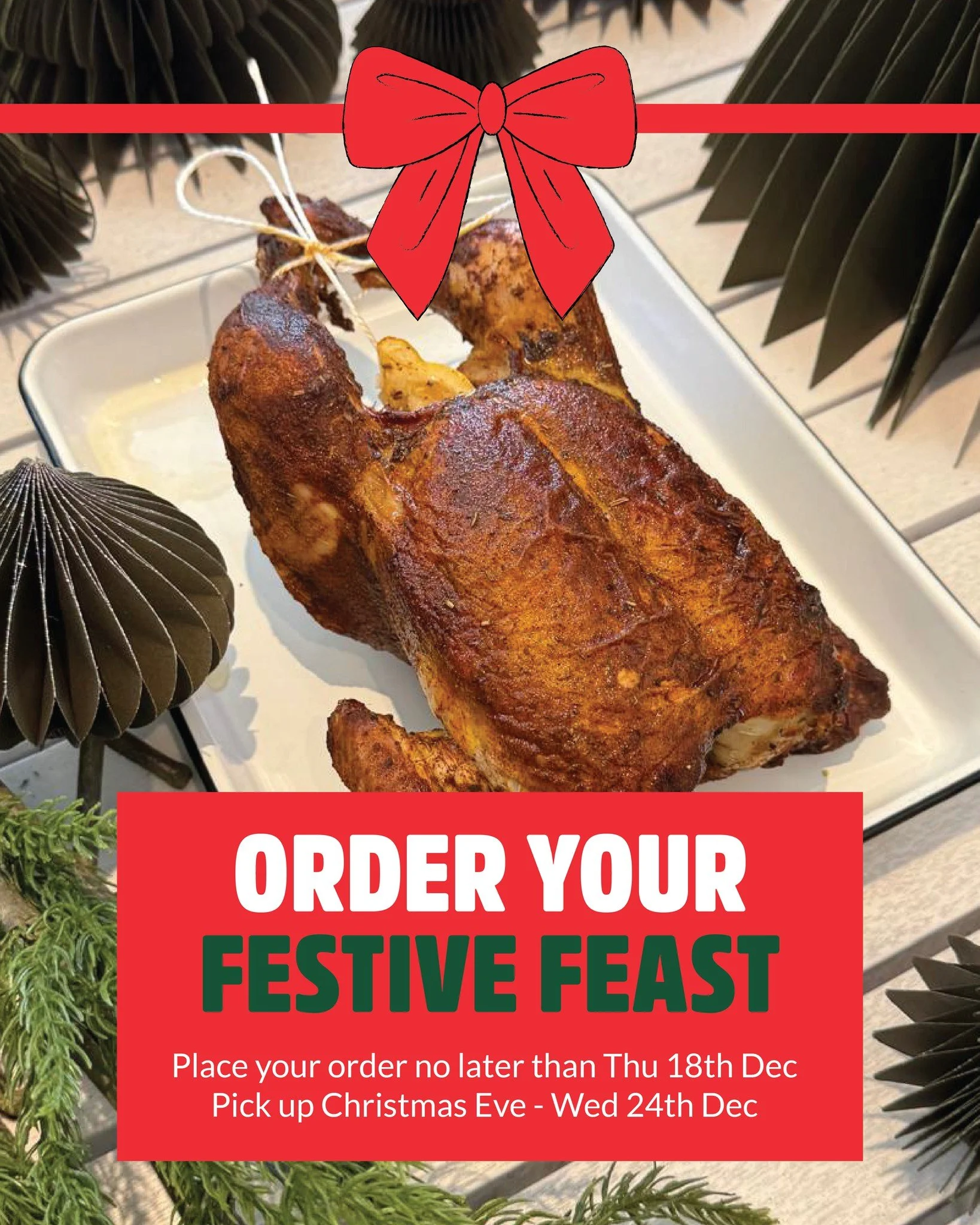 &lsquo;Tis the season to get organised! 🎅🍗
Our Christmas catering is now open &mdash; but get in quick.

Place your order by December 18 for Christmas Eve pick-up and let the lads handle the feast this year.

No stress. No cooking. Just good vibes 