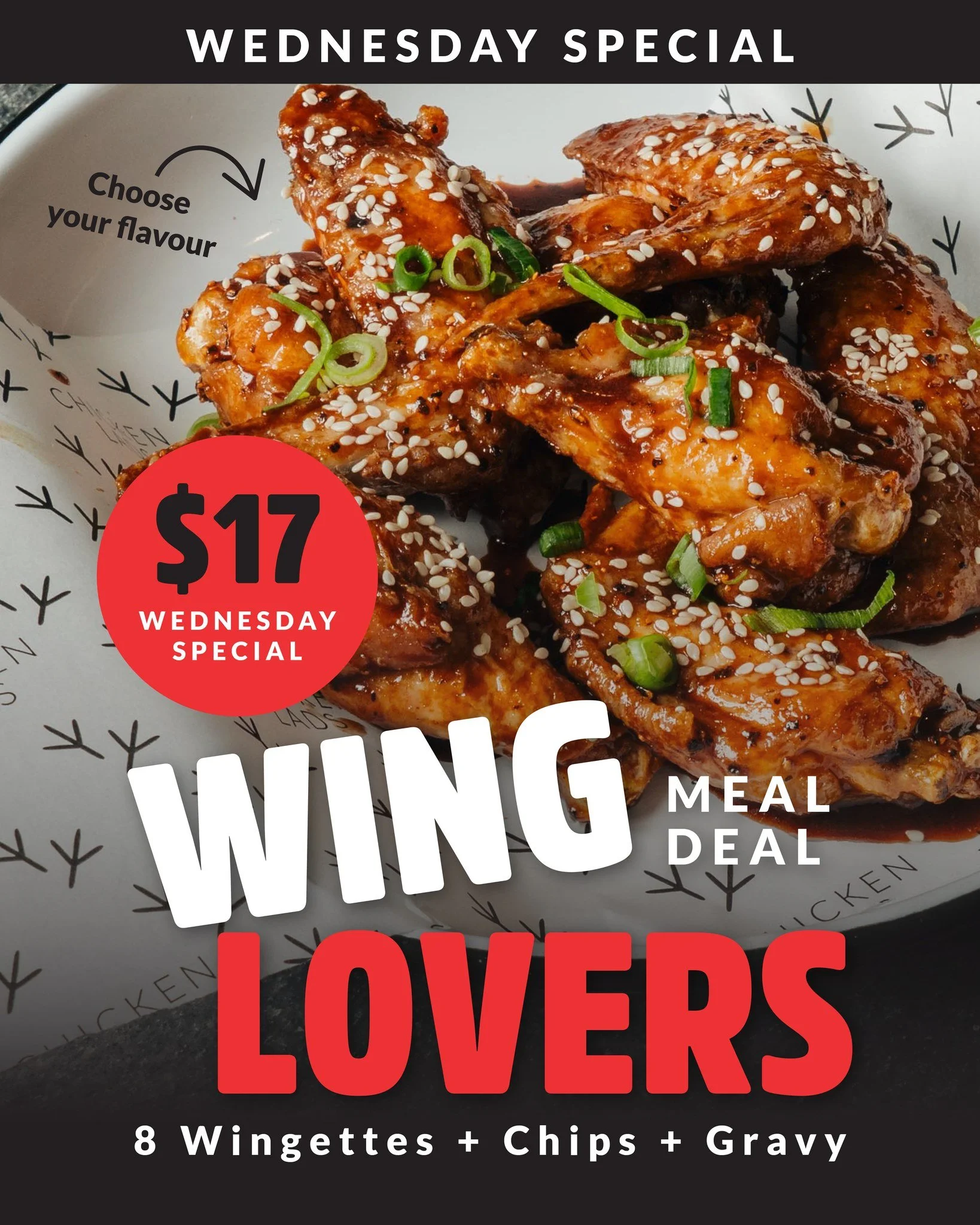 WINGS WEDNESDAY IS HERE 

8 wingettes + chips + gravy&hellip; all for just $17.
Perfect midweek treat. Perfect price.
Perfect for wing lovers.
Available every Wednesday at Chicken Lads &mdash; dine in, take away, or snag it on your way home.
Tag some