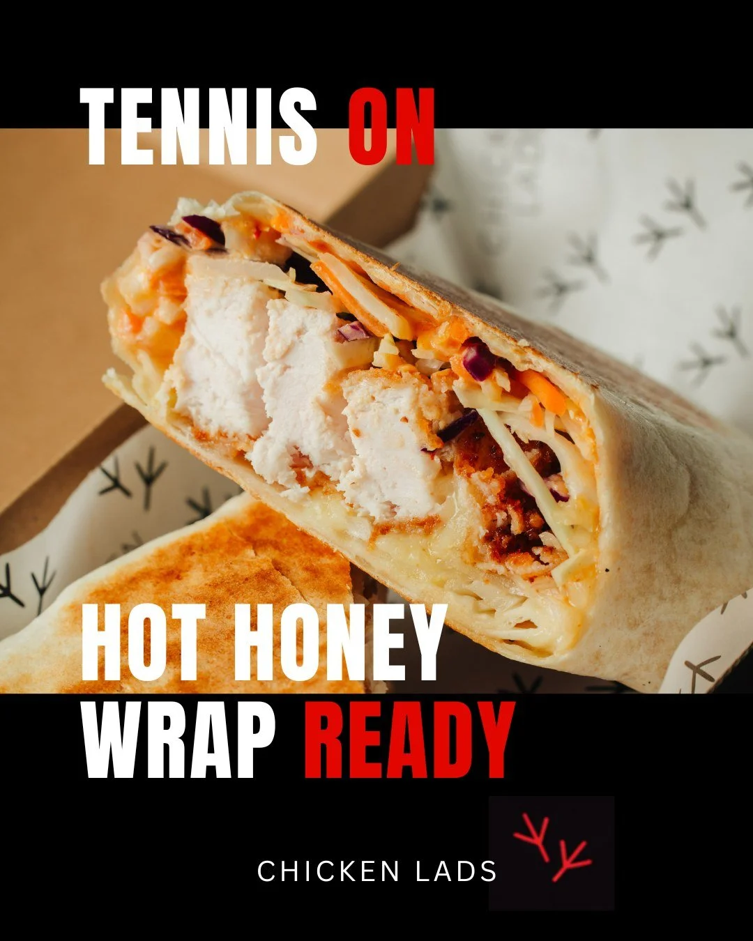 Australian Open season means tennis on everywhere and no one wanting to cook.

Hot honey wrap ready to go, whether you&rsquo;re watching one set or five.

#chickenlads
#australianopen
#tennison
#hothoneywrap
#melbournefood
#comfortfood
#easymeals
#lo