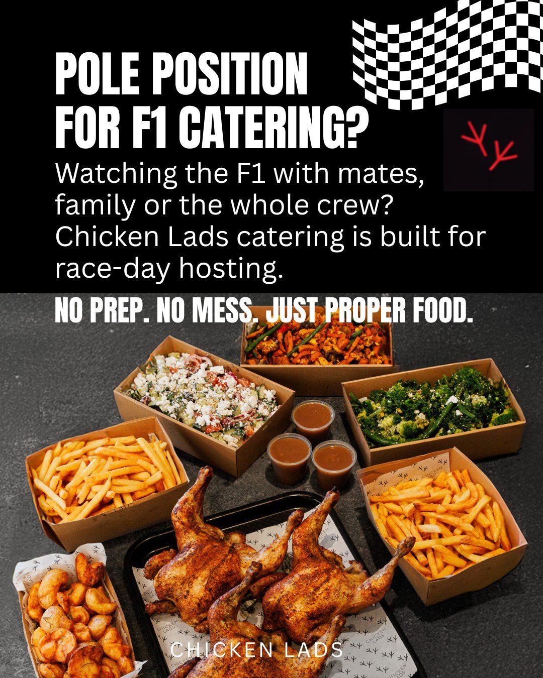 F1&rsquo;s rolling into town. Don&rsquo;t get stuck in the pit lane cooking. 🏁🍗

If you&rsquo;re hosting a race-day catch-up, let Chicken Lads handle the catering.

Fast feed. Big flavour. Zero stress.

#ChickenLads #F1Melbourne #RaceWeekFeed #Feed