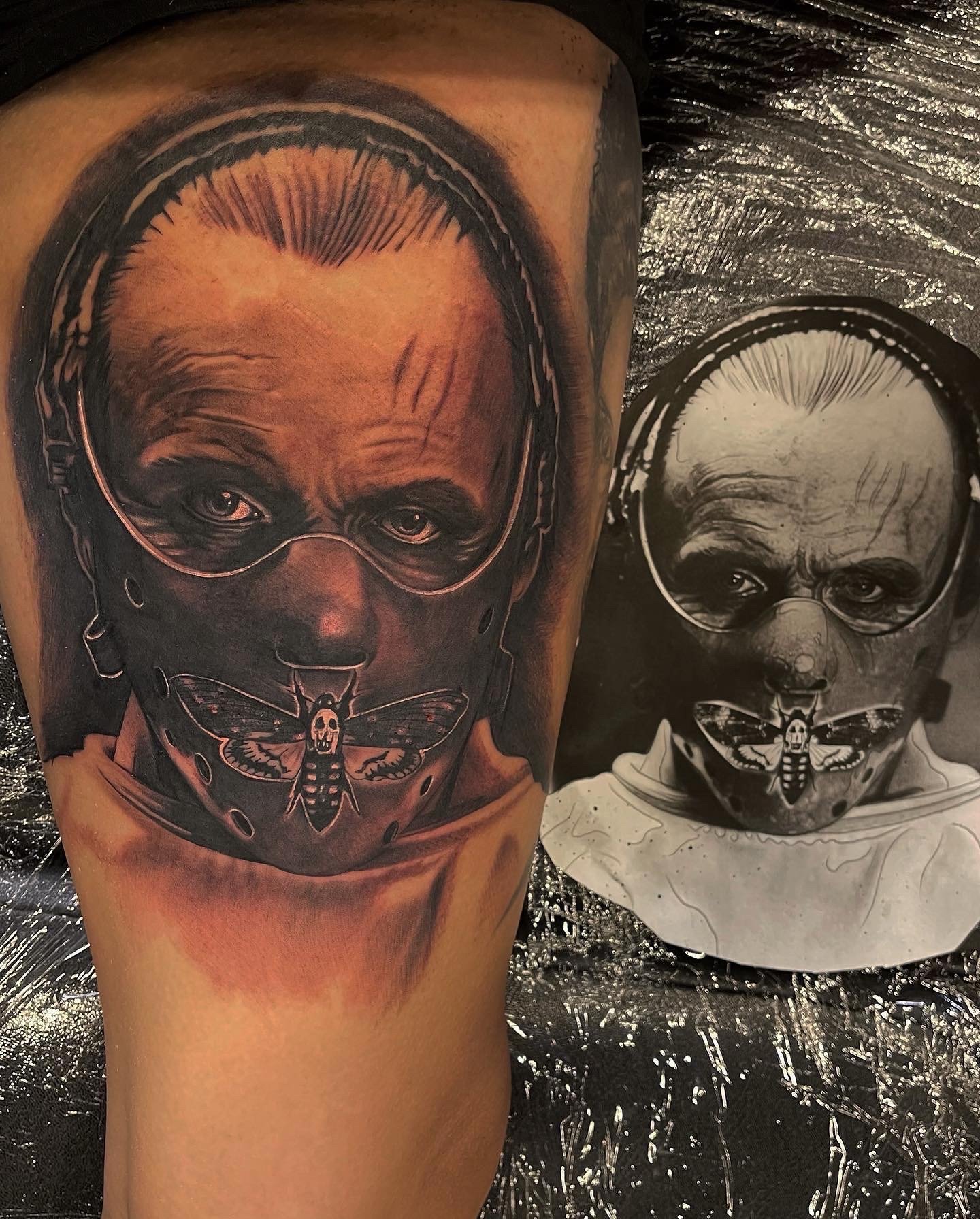 Hannibal Lecter-Tattoo Portrait-Inceptive Art Studio 10918 Hesperia Rd. Hesperia CA