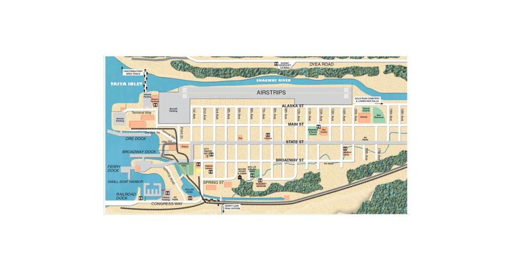 Car rental in close walking distance near the cruise dock in Skagway