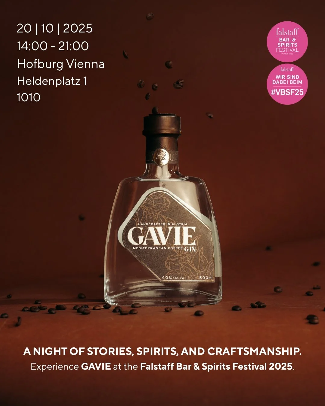 GAVIE coffee gin featured at Falstaff Bar & Spirits Festival in Vienna. 