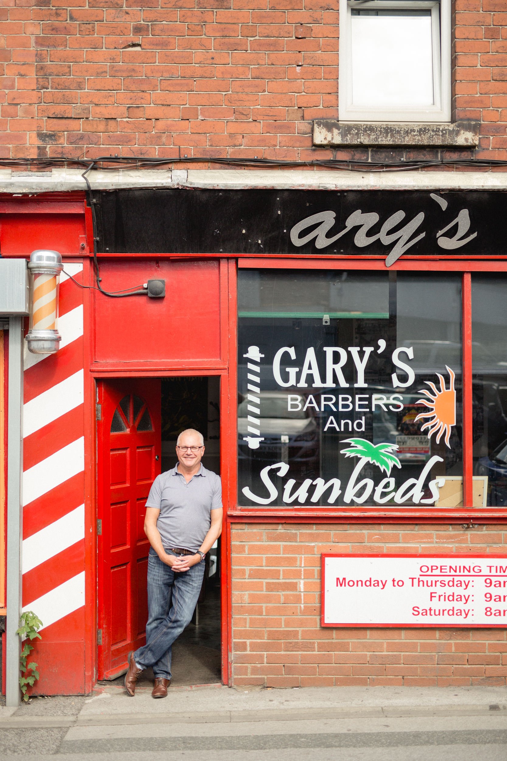 Male barber shop owner eccles