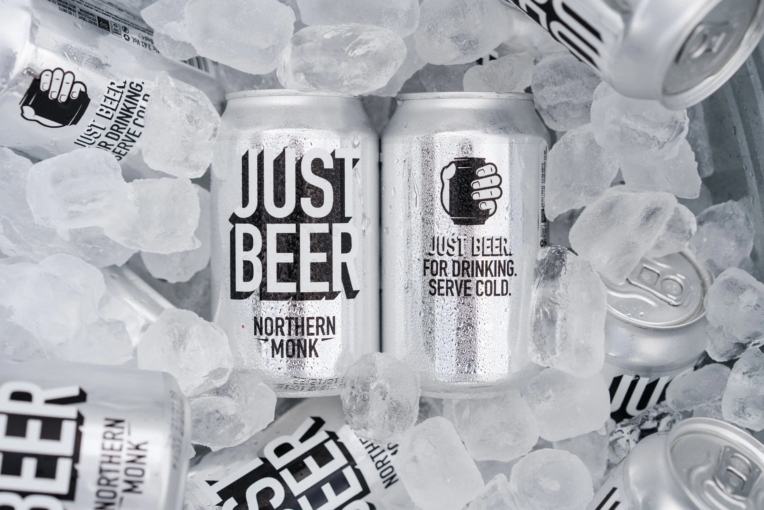 Northern monk Just Beer nestled in ice