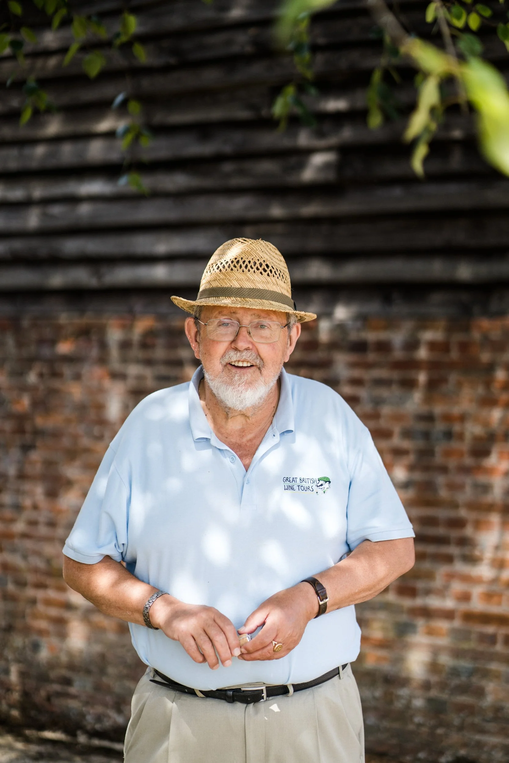 Portrait of wine tour guide in shaded trees
