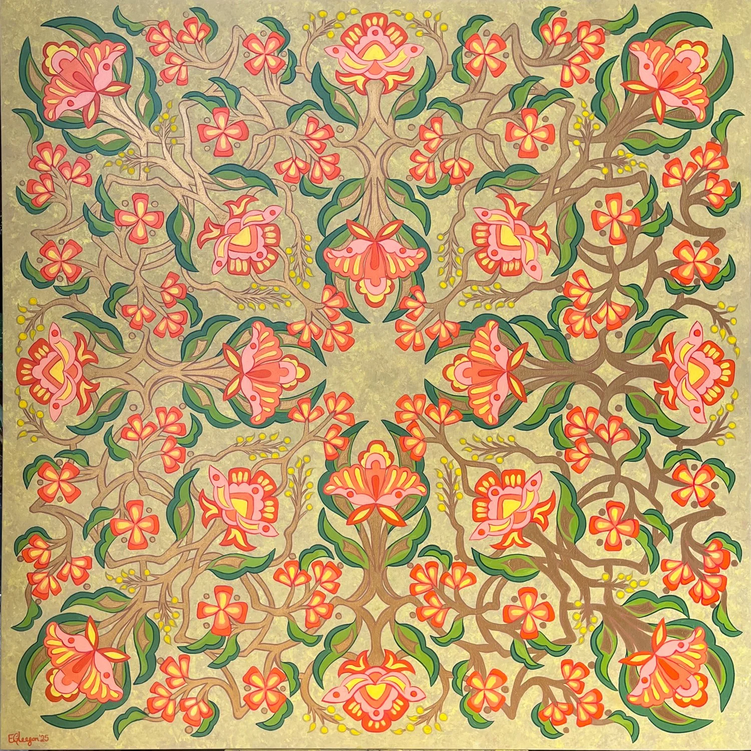 'Becoming' 2025. 
Acrylic on canvas. 
122 x 122cm 