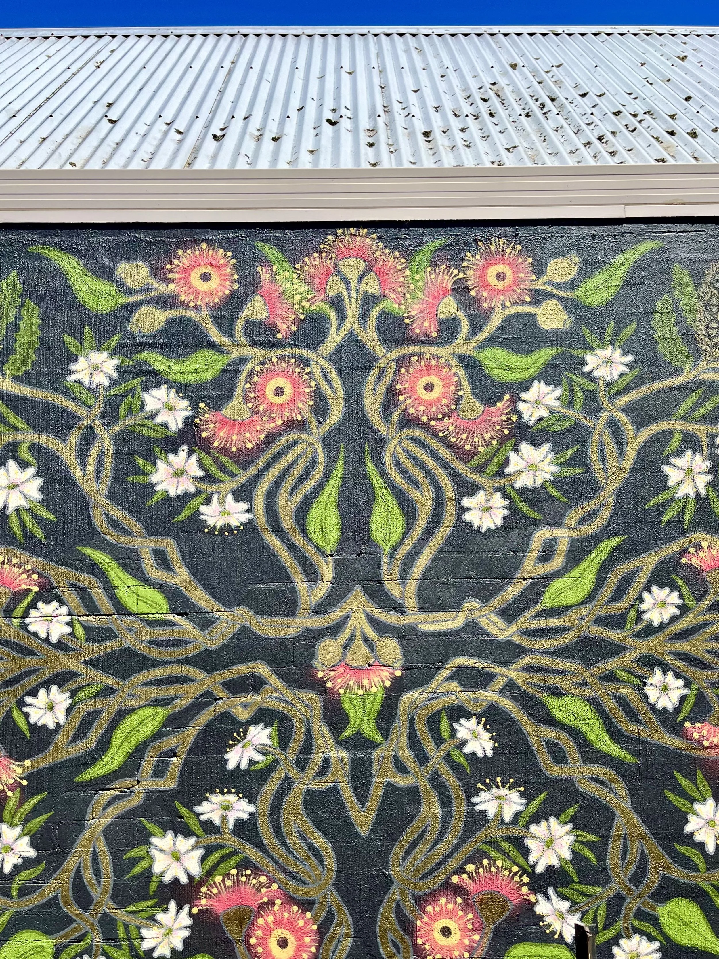 Detail of the Ferryman's Rest mural on Raymond Island, 2024.