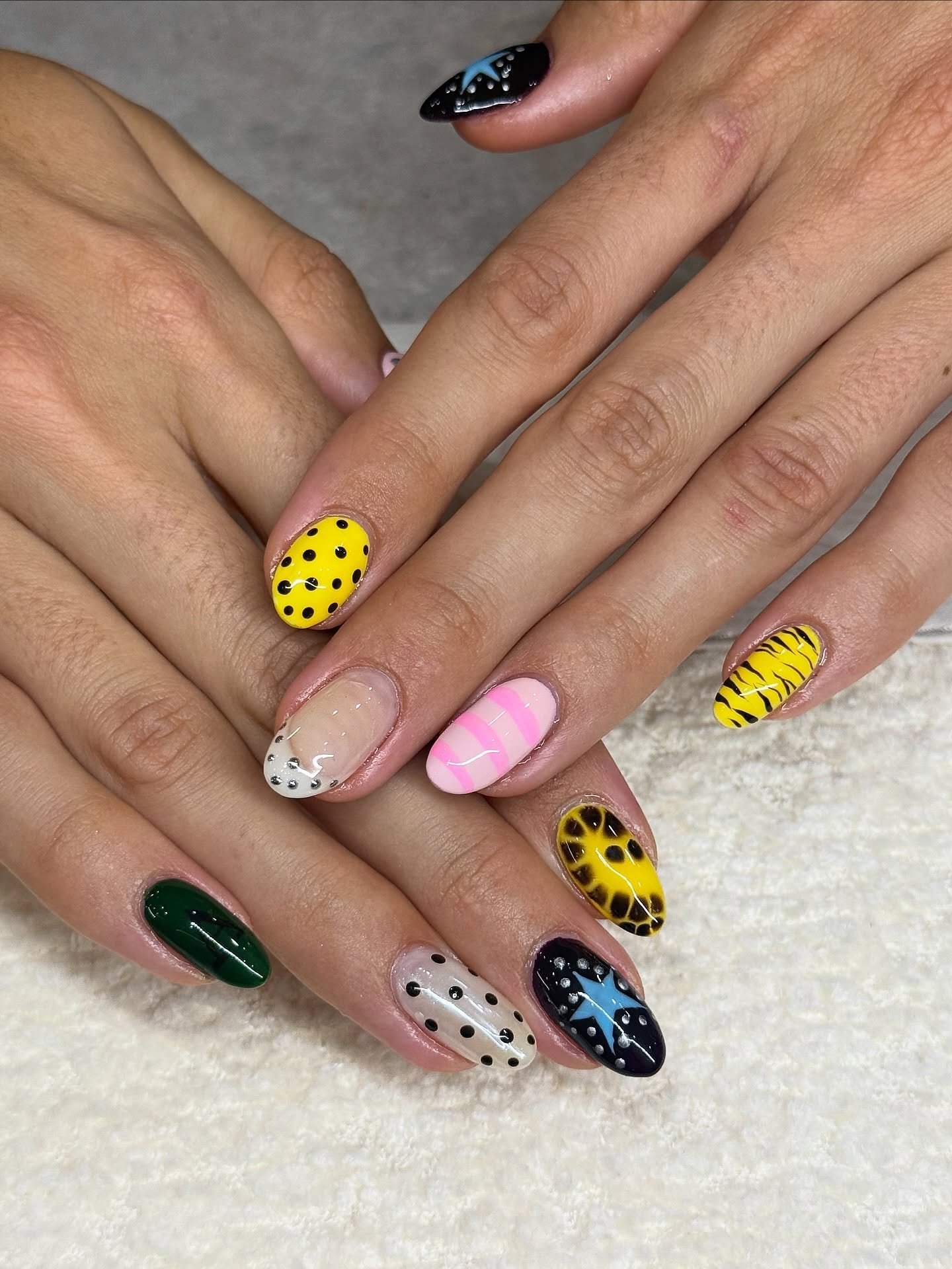 Loving the variety on these nails! 😍

We want ALL the vibes!

Nails by Master Artist, Mia. 🐯 

TGIF! Spots available for Saturday and Sunday. Please secure your appointment via our online booking system or send us a message. 💌

Gel nail art. Nail 