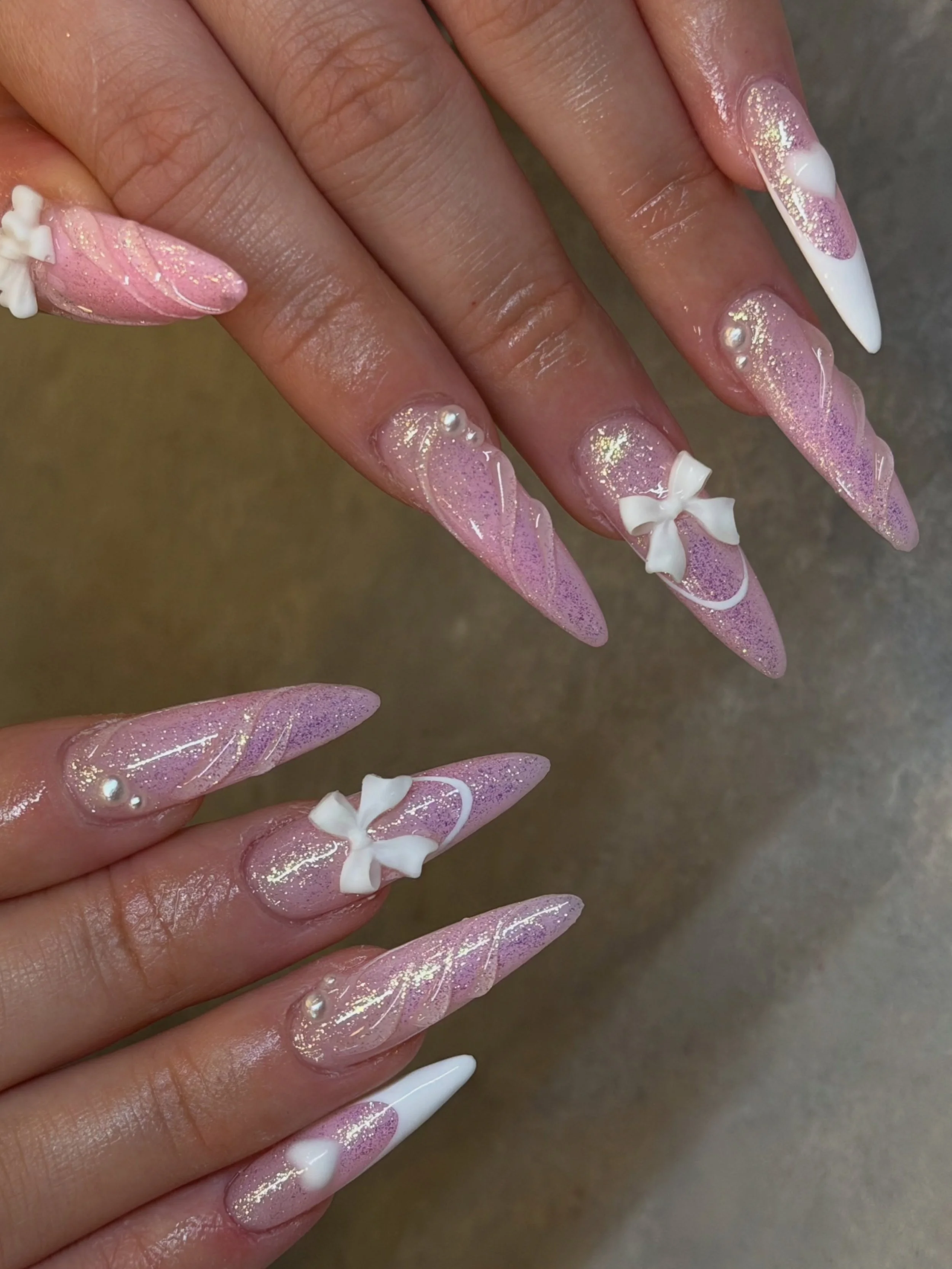 Pretty in pink but add a little shimmer and glitter. ✨

Nails by Senior Artist, Tracy. 🎀

#xxlnails #pinknails #bownails #3dnails #3nailart 3d gel nails, 3d nail art, bow nails, pink nails, XXL nails, acrylic nails, gel x, builder gel, shellac nails