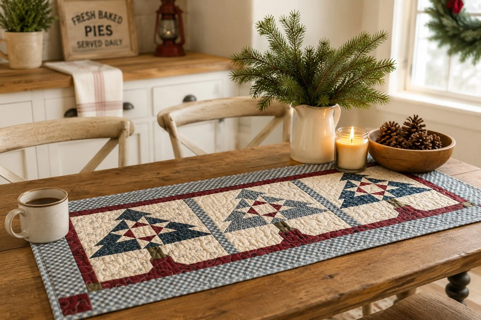Country Pines Table Runner Quilt Pattern – PDF Download - DIY Quilting Pattern for Cozy Holiday Home Decor - PDF Download