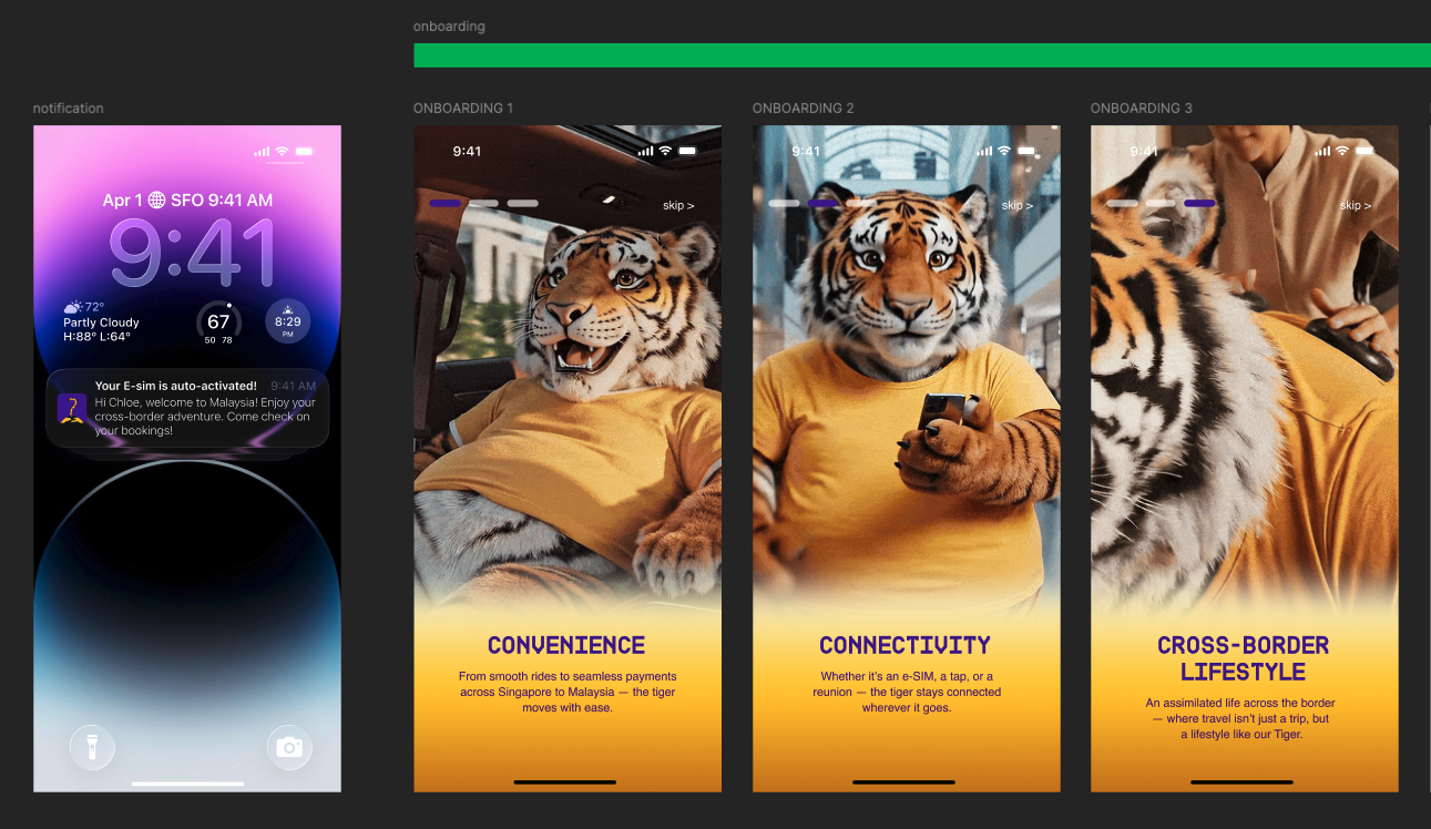 screenshot of onboarding screens