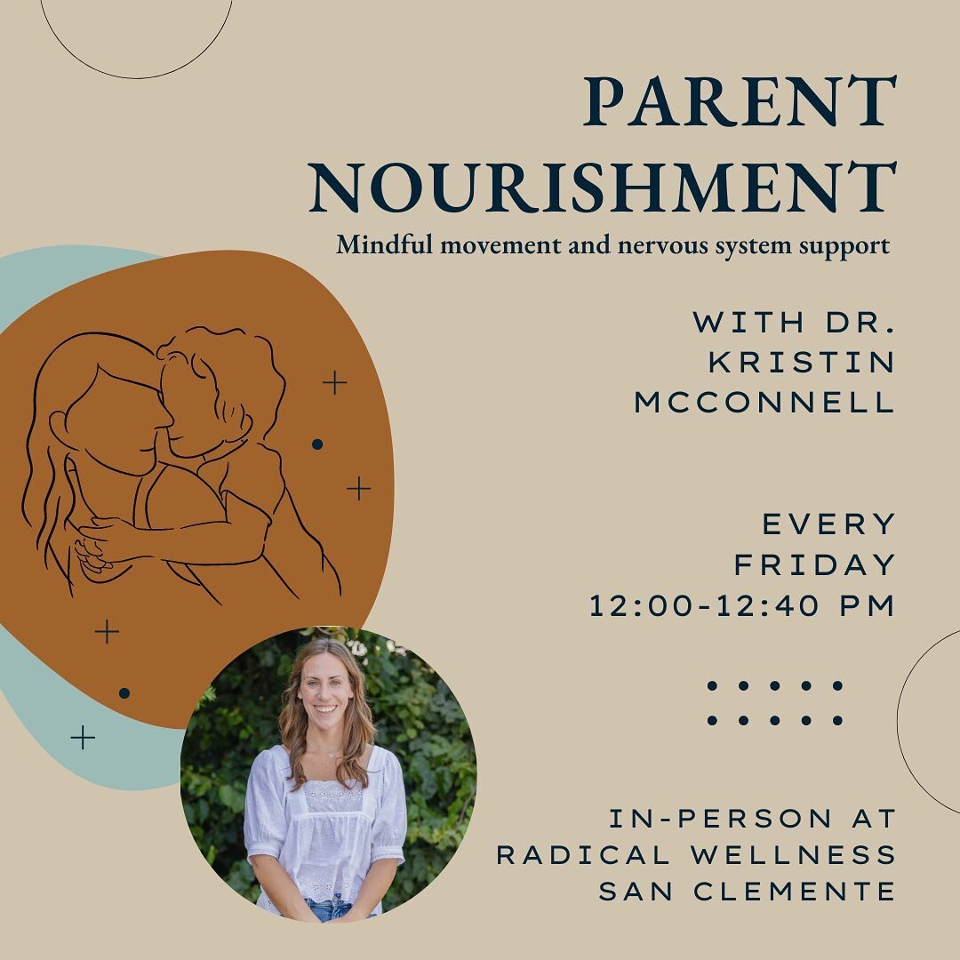 ✨ Calling all local parents! ✨

THIS Friday (3/17) Dr. Kristin McConnell will be offering the first Parent Nourishment class at Radical Wellness San Clemente. It will be held every Friday but this week&rsquo;s class will be FREE! 

Come carve out the