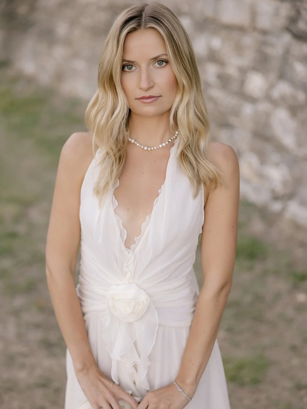 Megan, effortlessly beautiful in @blumarine for her welcome party at @castigliondelbosco in Tuscany last September. I had the pleasure of styling Megan, her family, and the bridesmaids for the wedding events, with our EU dressing team on-site through