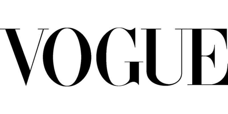 Black text on a transparent background that says 'VOGUE'