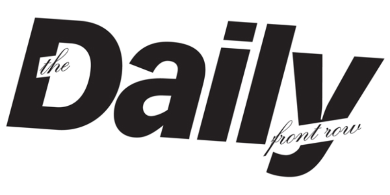 Logo of 'The Daily front row' with the tagline in black text on a transparent background.