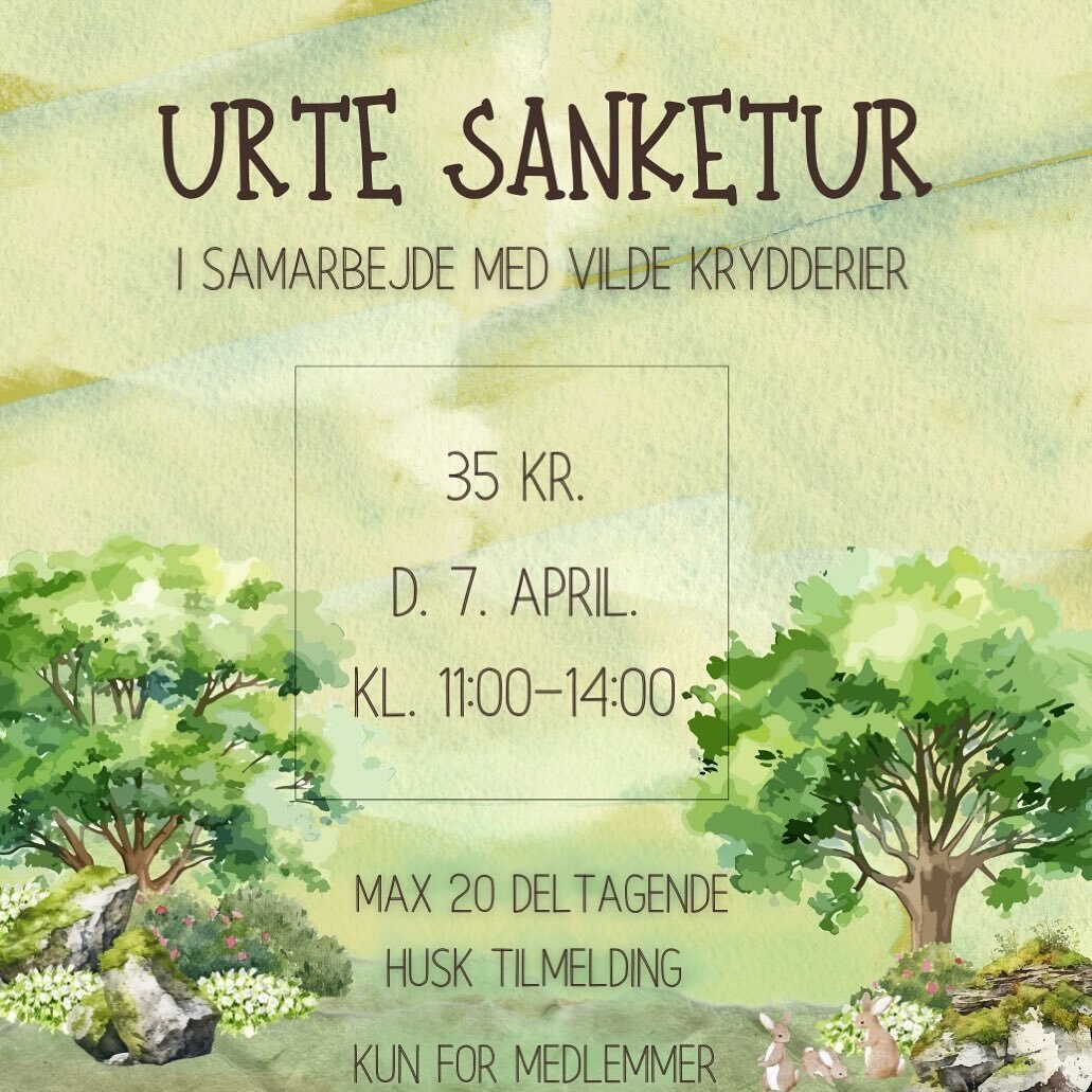 Puds brillerne, og find dine bedste g&aring;-sko frem, for nu skal der findes urter! ☀️

Guidet af selveste Jacob fra Vilde Krydderier, tages vi med ud p&aring; urtejagt ved Kalvemosen. 🍀

For&aring;ret er h&oslash;js&aelig;son for at h&oslash;ste v