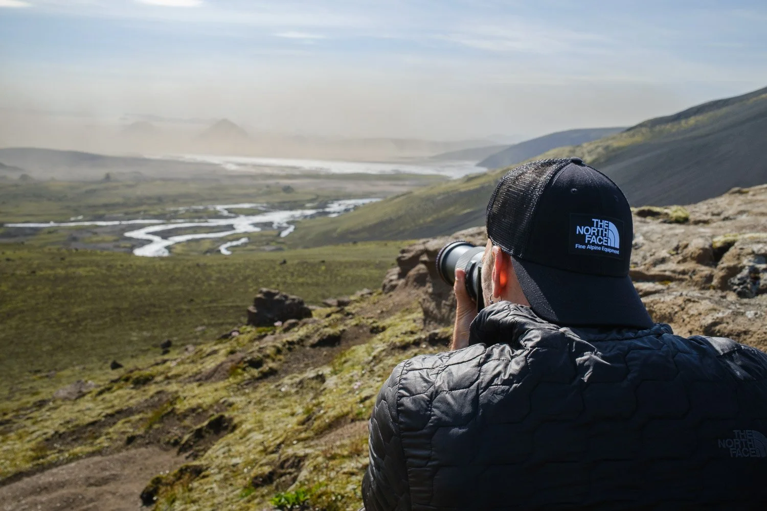 Andrea Livieri photographing in the Mælifellssandur area during a sand storm with the Sigma 100-400mm lens. Photographed by Sabrina Tosato