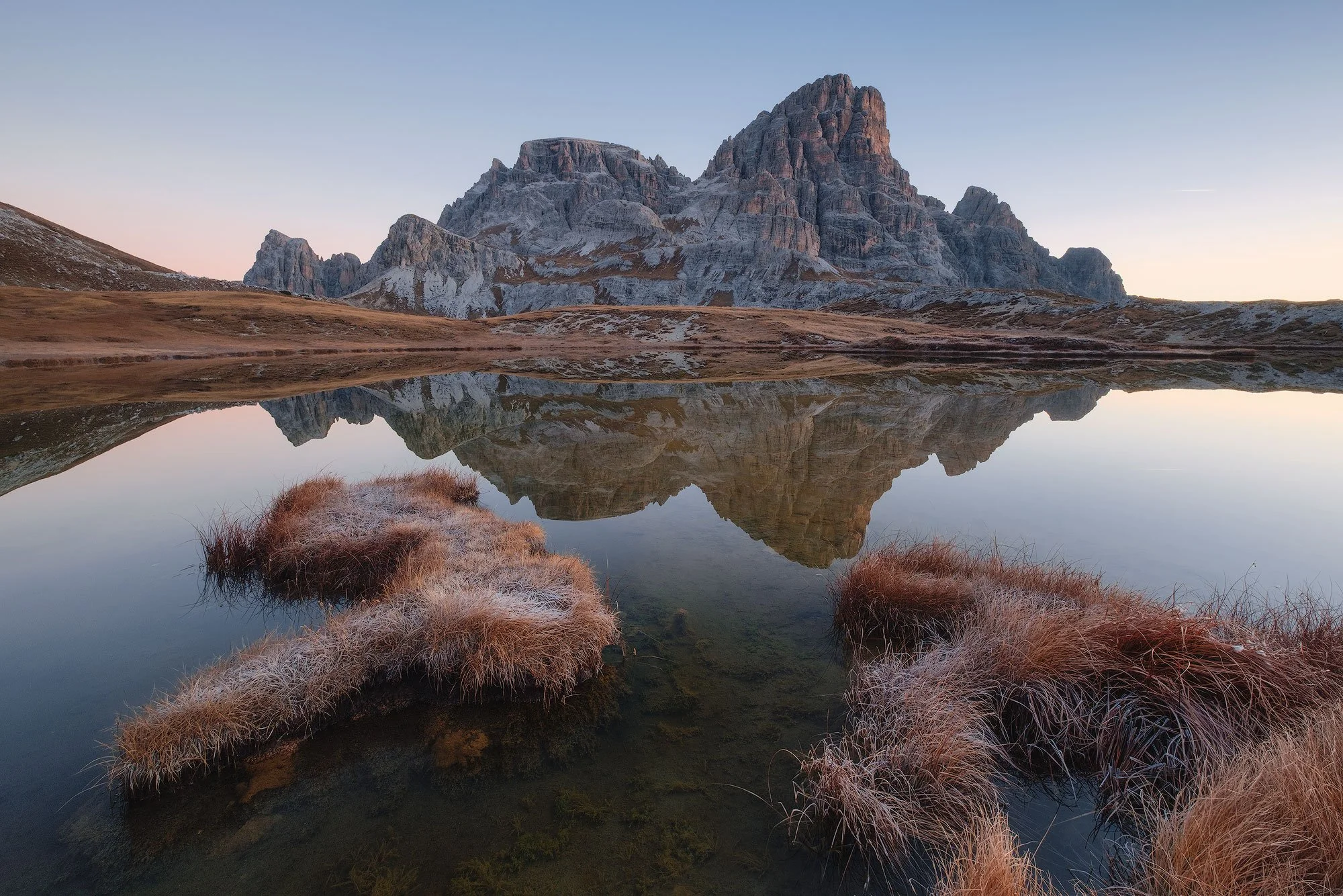laghi dei piani during the sunrise in tre cime di lavaredo natural park dolomites