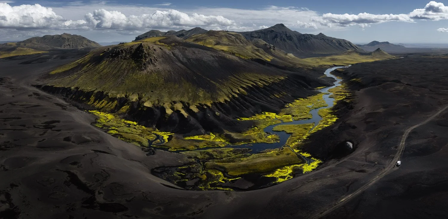 highlands of iceland final panorama shot captured with the dji mini 4 pro by andrea livieri