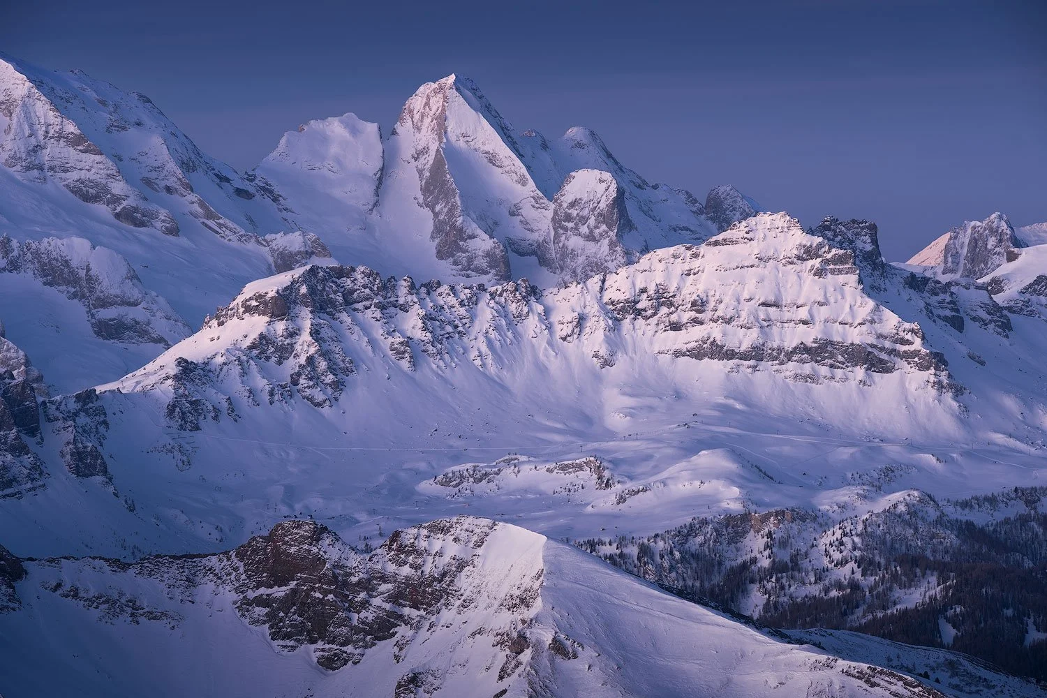 dolomites in winter mountain range landscape photo with fujifilm telephoto lens